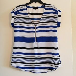 Shirt with partial zipper front
